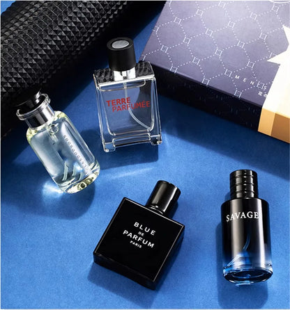 Four 100ml men's perfume bottles gift set Terre Parfumée, Blue de Parfum Paris, Sauvage on Tampa Home & Garden Store