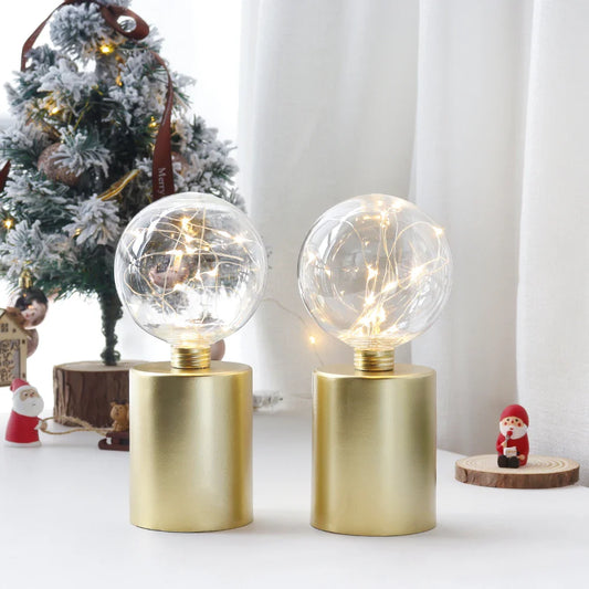 2Pcs Gold Table Lamp Battery Powered Cordless LED Light Bedroom Living Room Decor - Tampa Home & Garden Store