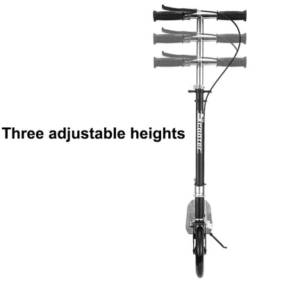 Foldable adult kick scooter UpTrend Deals, black color, silver stem, 3-height adjustable on Tampa Home & Garden Store