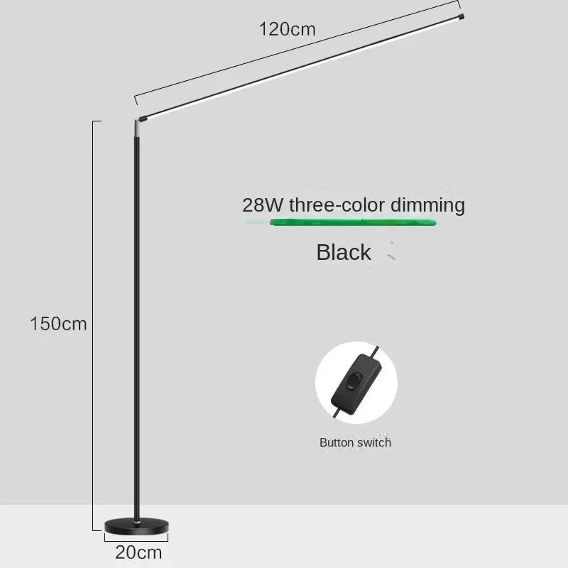 DecorBites LED Floor Lamp black minimalist fixture with 120cm LED bar, 28W 3-color dimming on Tampa Home & Garden Store