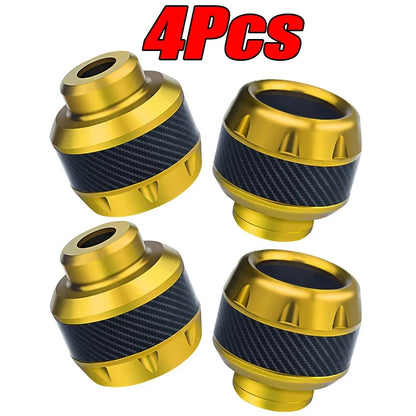 4pcs motorcycle crash protectors front fork slider cups gold anodized with carbon fiber band on Tampa Home & Garden Store