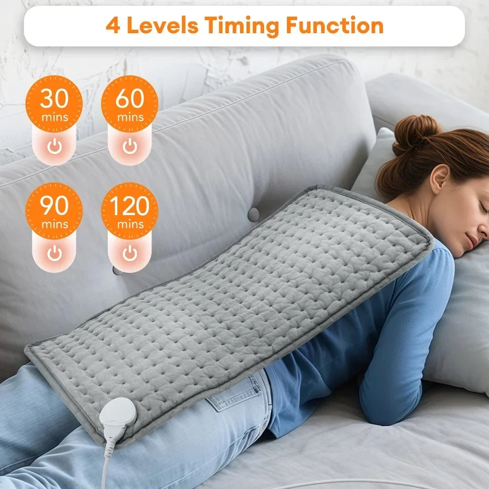 Electric heating pad 30x60cm for back neck shoulder, gray quilted pad with controller on Tampa Home & Garden Store