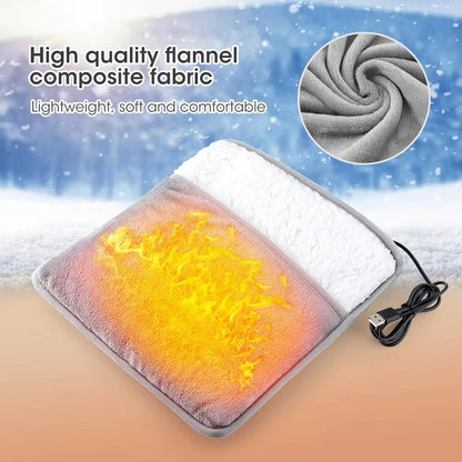 Electric foot warming pad with USB, plush white fleece on one side on Tampa Home & Garden Store