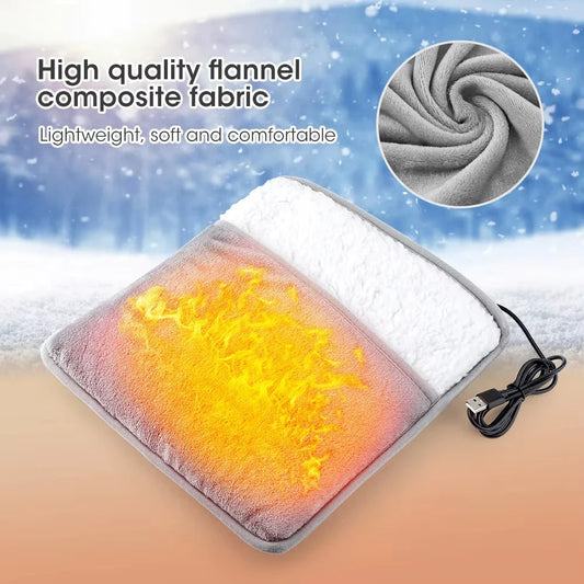 Electric foot warming pad with USB, plush white fleece on one side on Tampa Home & Garden Store