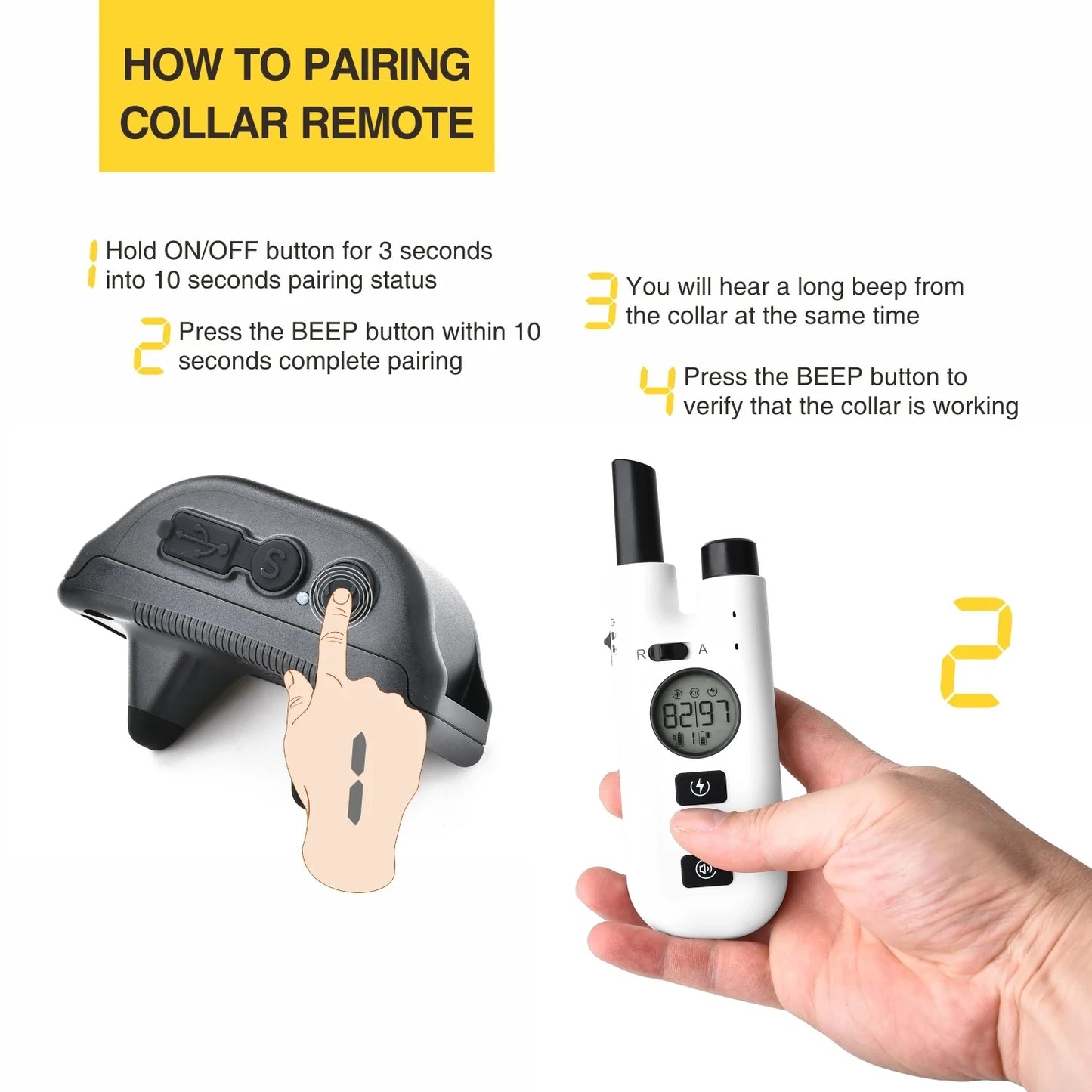 Dog Training Collar 800M Remote Waterproof Rechargeable No Bark Control Collar 2in1