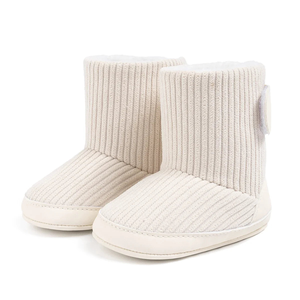 Newborn winter boots in beige corduroy with plush fleece lining, pair of UpTrend Deals on Tampa Home & Garden Store