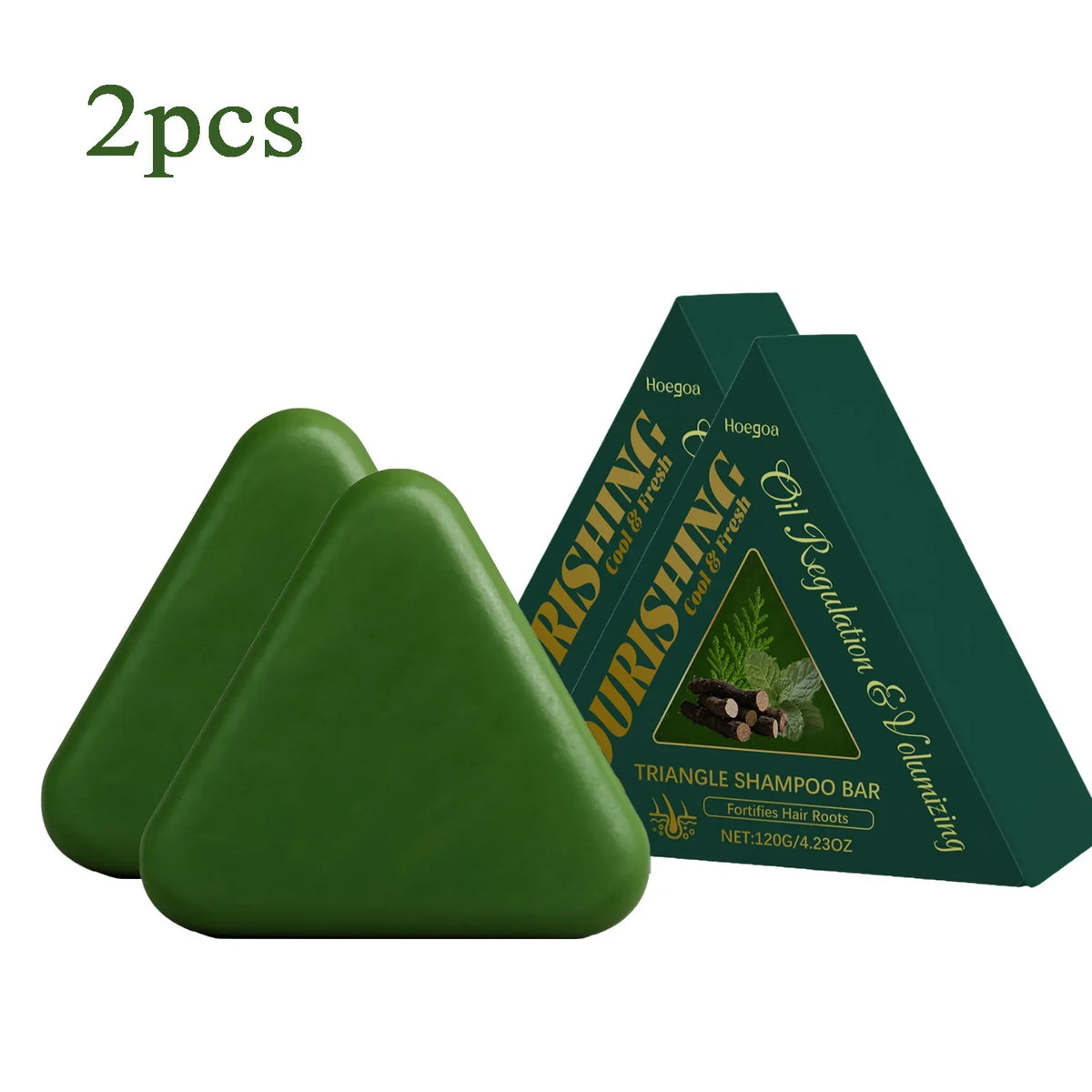 Herbal Usman Grass Shampoo Bar 120g by Silcy Skin, green triangle packaging, 2 pcs on Tampa Home & Garden Store