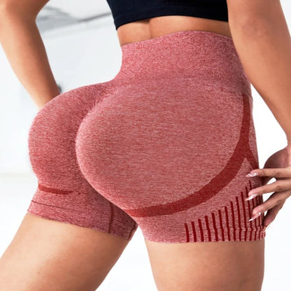 Women yoga leggings high waist seamless quick-dry shorts in pink heather with rear lift on Tampa Home & Garden Store