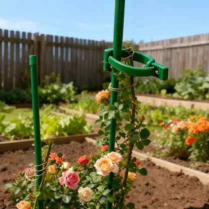 Green Adjustable Plant Support Rods and Clips