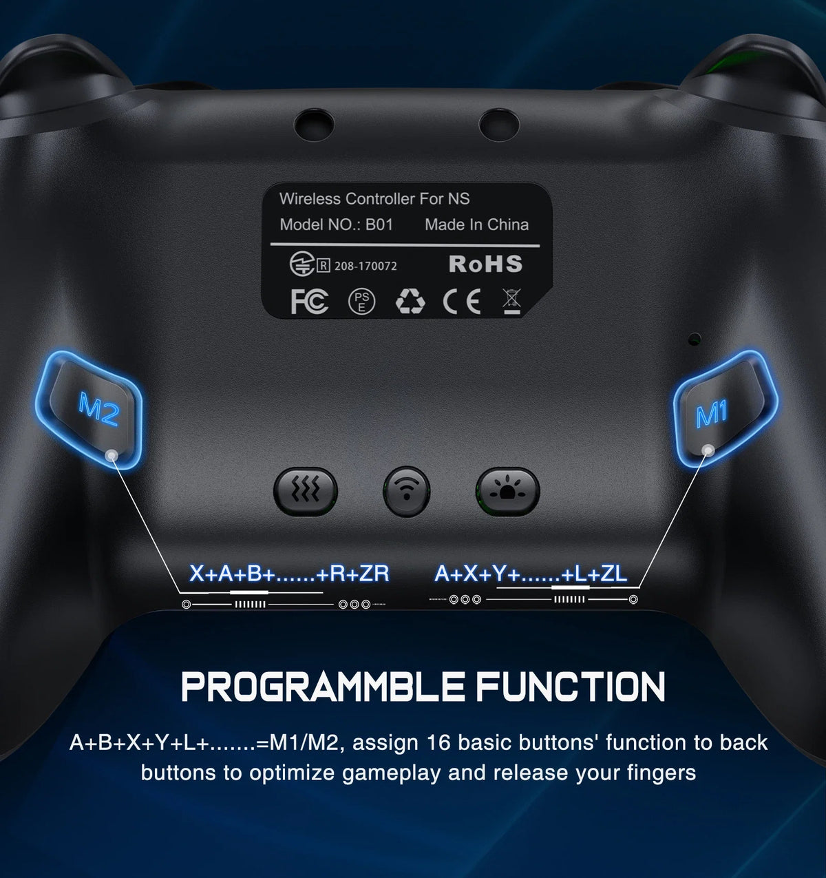 FLIPSTYLEZLLC RGB Wireless Controller for Nintendo Switch Pro/Switch 2 with blue M1/M2 buttons on Tampa Home & Garden Store