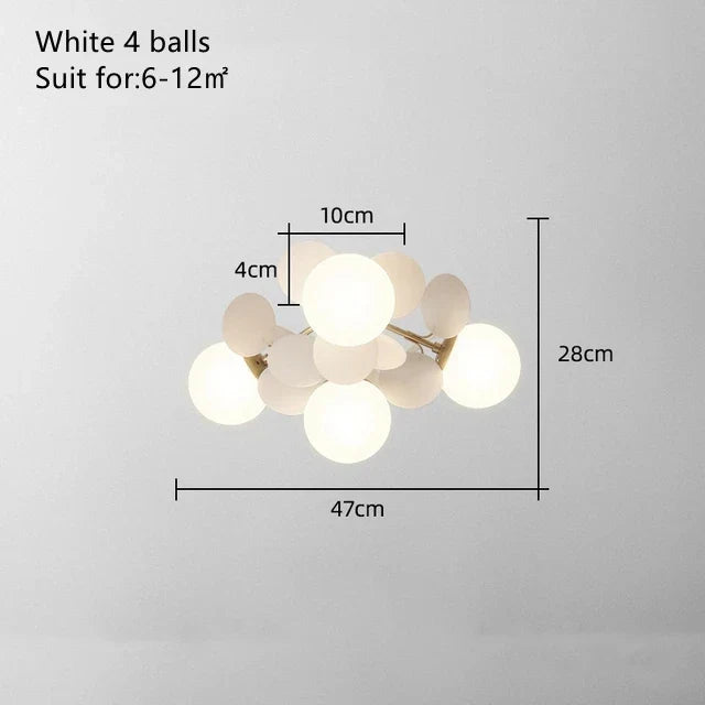 DecorBites Kids LED Ceiling Light iron frame chandelier with 4 white glass balls on Tampa Home & Garden Store