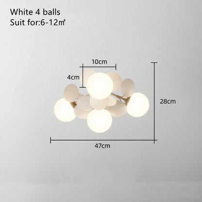 DecorBites Kids LED Ceiling Light iron frame chandelier with 4 white glass balls on Tampa Home & Garden Store