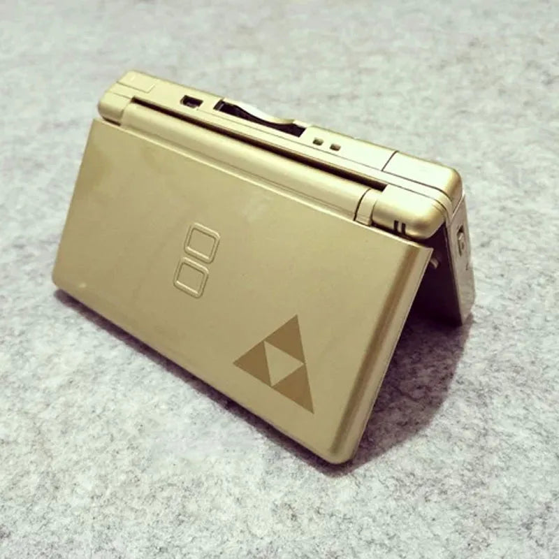 Gold handheld game shell for GBA NDS NDSL with foldable clamshell and back triangle logo on Tampa Home & Garden Store