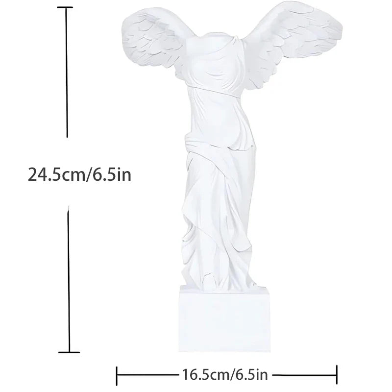 Resin Winged Victory figurine, white Perfecsy decor, 6.5in tall with 6.5in base on Tampa Home & Garden Store