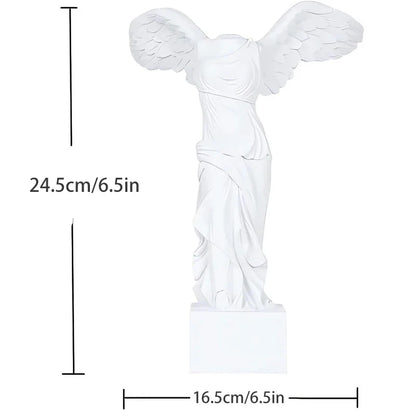 Resin Winged Victory figurine, white Perfecsy decor, 6.5in tall with 6.5in base on Tampa Home & Garden Store