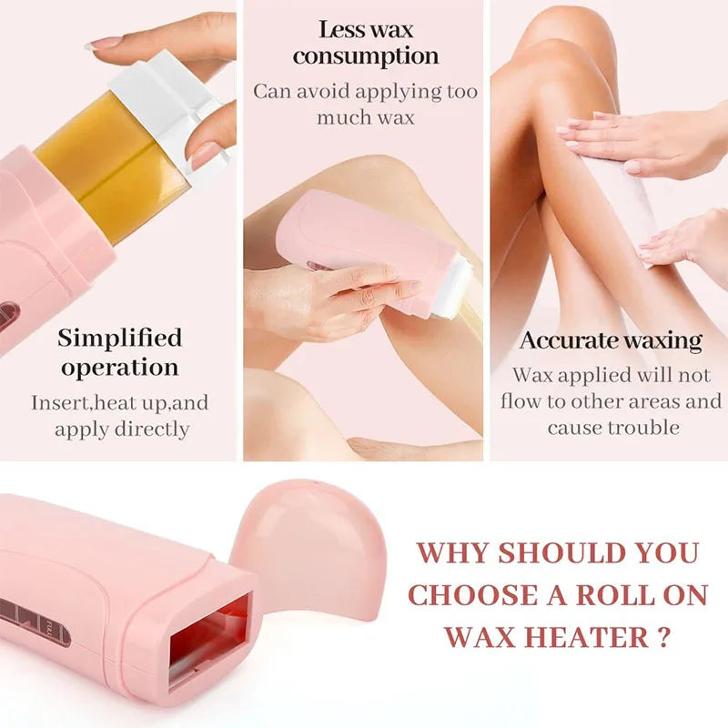 Roll-on waxing kit by Silcy Skin with pink 3-in-1 wax heater, cartridges and strips on Tampa Home & Garden Store
