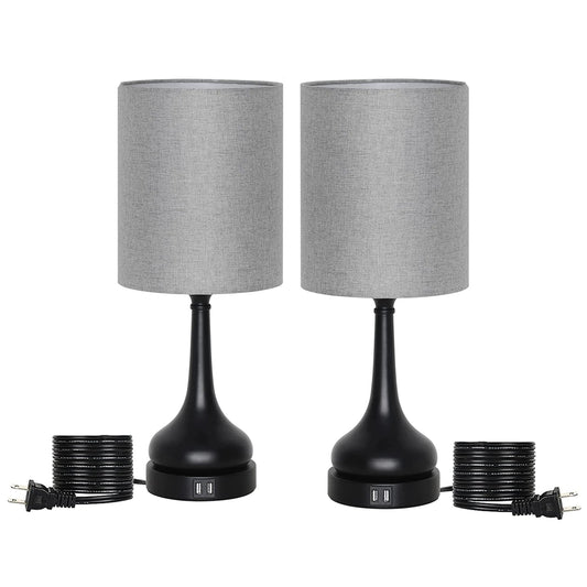 Bedside Table Lamp Set of 2 Touch Control Lamps with USB Charging for Bedroom - Tampa Home & Garden Store
