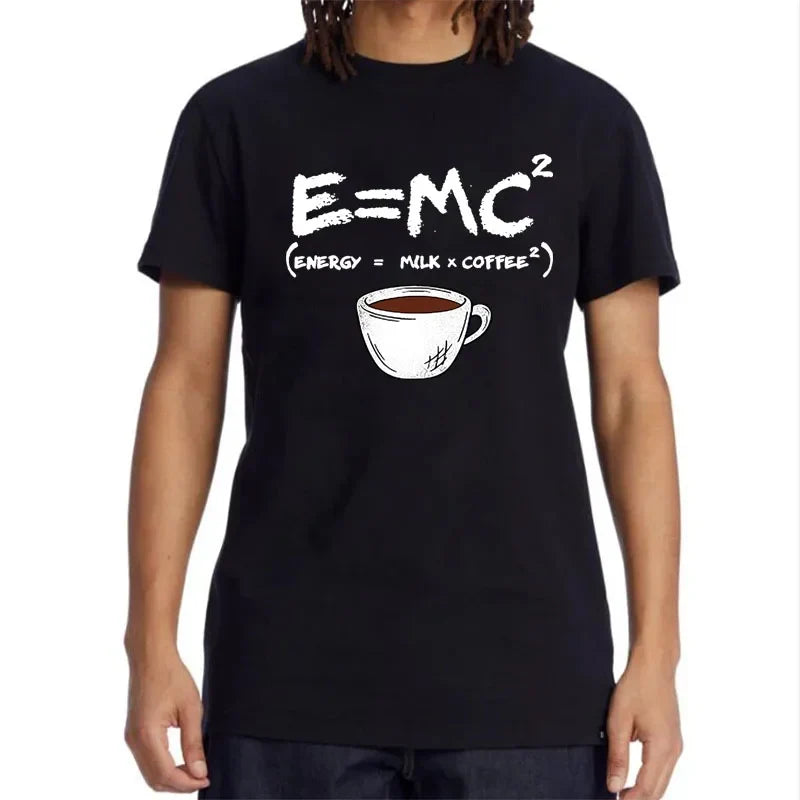 Men's black cotton tee with energy=milk x coffee, UpTrend Deals on Tampa Home & Garden Store