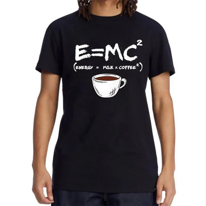 Men's black cotton tee with energy=milk x coffee, UpTrend Deals on Tampa Home & Garden Store