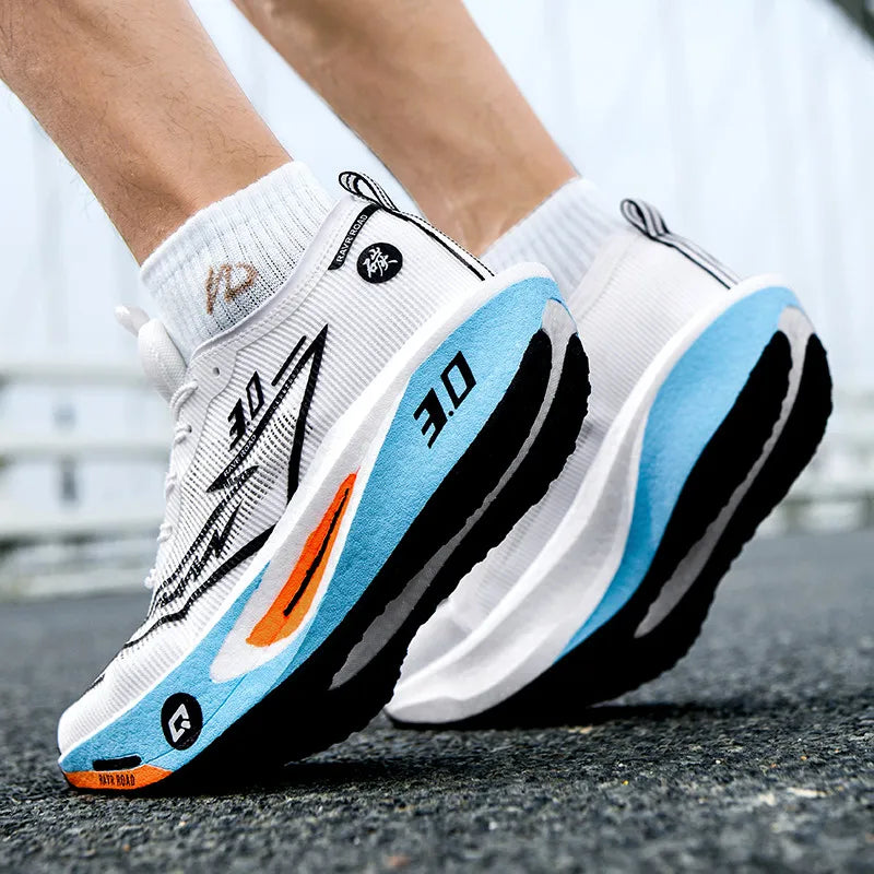 Men's Training Sneakers EstaliosFit white mesh athletic shoes with blue outsole accents on Tampa Home & Garden Store