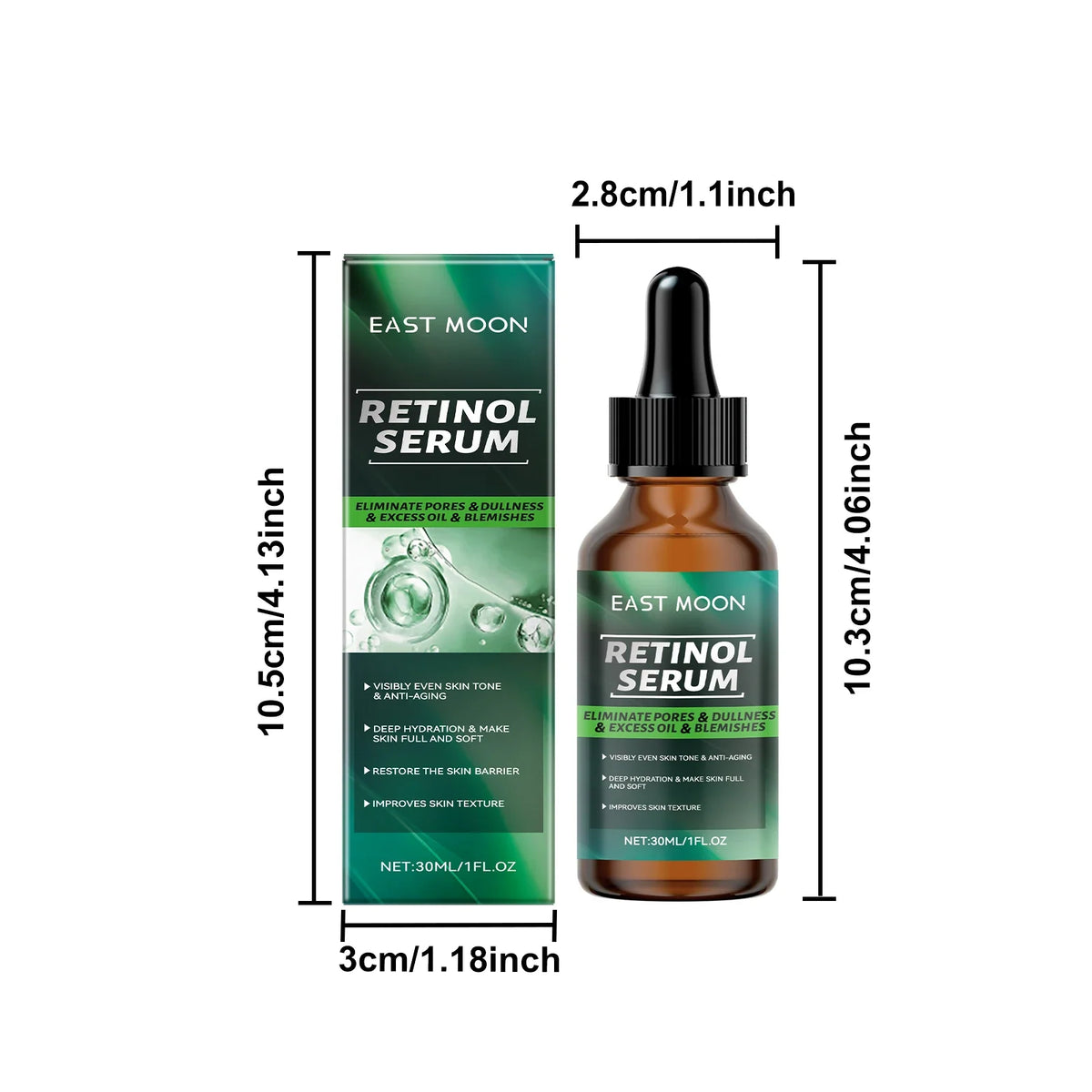 Retinol Serum box and brown dropper bottle Silcy Skin East Moon on Tampa Home & Garden Store
