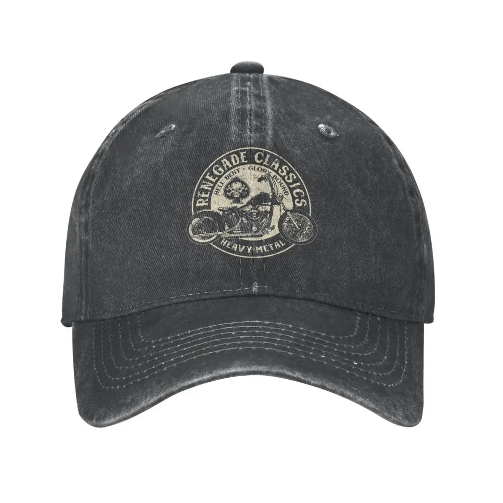 Vintage motorcycle cap charcoal-washed baseball cap by BikerZoneZ on Tampa Home & Garden Store