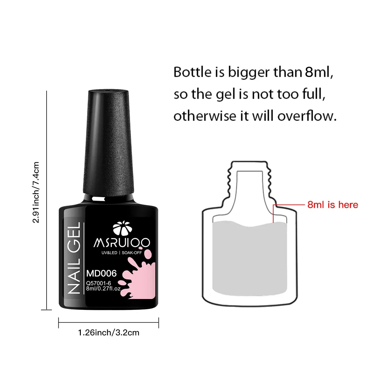 Nail gel bottle 8ml from Silcy Skin MSRUIOO with pink splash label, all-season gel polish on Tampa Home & Garden Store