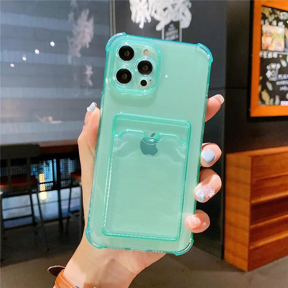 Transparent Card Slot Case For Iphone With Holder