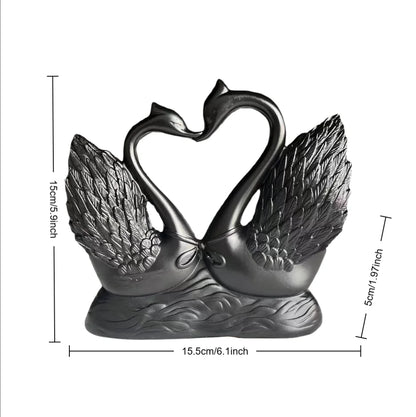 Heart-to-heart swan statue ornament by Perfecsy, black decor sculpture for living room tabletop on Tampa Home & Garden Store