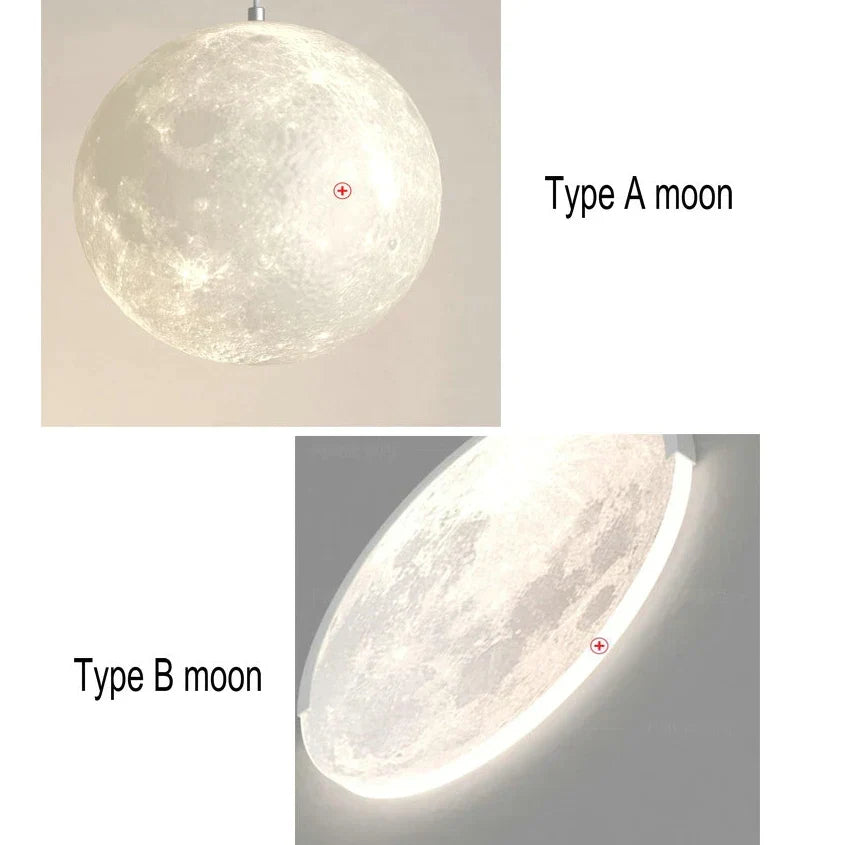 DecorBites moon pendant lamp Type A and Type B with remote dimming, lunar textured spheres on Tampa Home & Garden Store