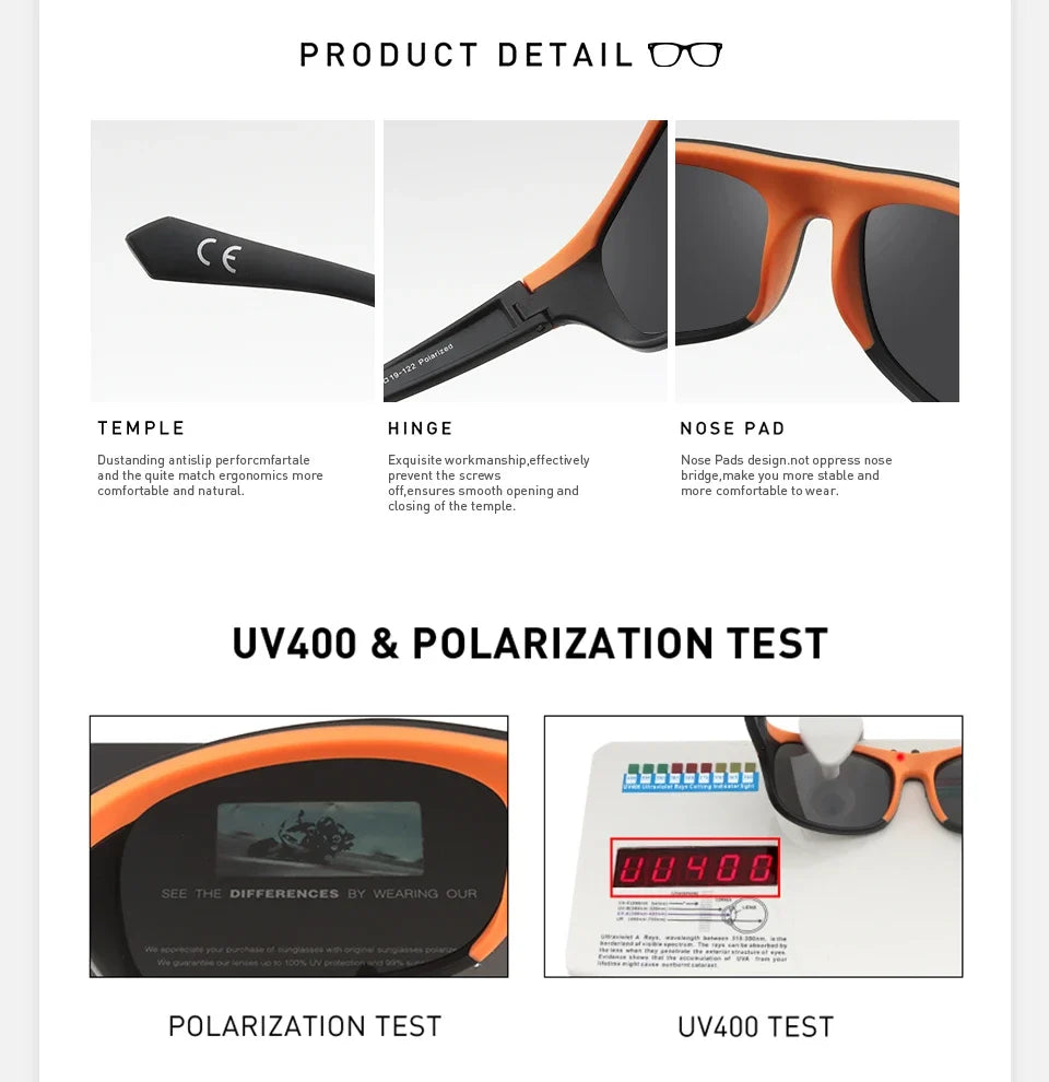 Polarized Sunglasses Outdoor Sport UV400 by BikerZoneZ, orange frame with black lenses on Tampa Home & Garden Store