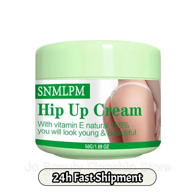 Hip Up Cream jar by SNMLPM with green lid; white label, green text, 50G/1.69 OZ on Tampa Home & Garden Store
