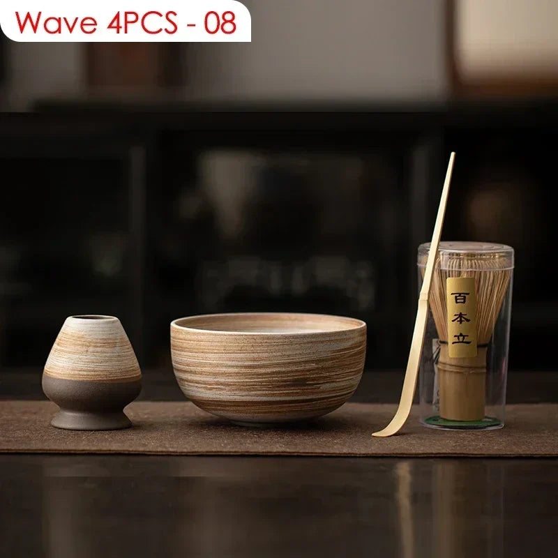 Perfecsy matcha tools set: wooden bowl, small vessel, bamboo whisk and chashaku on Tampa Home & Garden Store