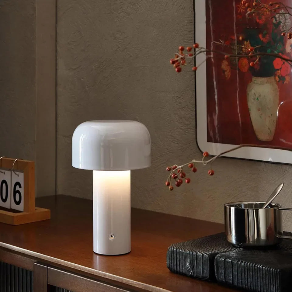Retro Mushroom LED Table Lamp Touch Sensor Dimmable Rechargeable Desk Light