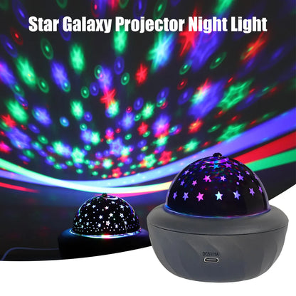USB RGB Starry Night Sky Projector | Rotating Moon Stars Room Decor Lamp