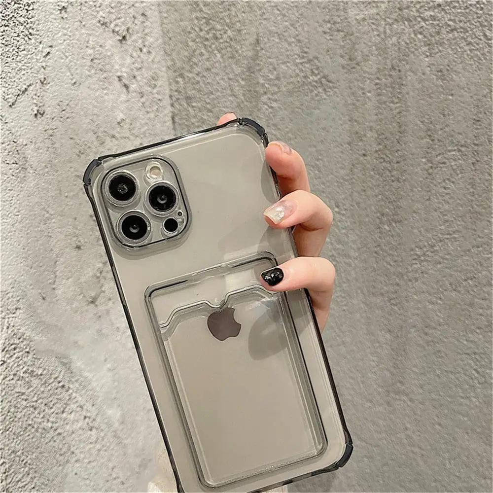 Transparent Card Slot Case For Iphone With Holder