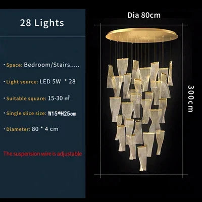 DecorBites LED Art Acrylic Pendant Light 28-light with gold acrylic shards suspension on Tampa Home & Garden Store