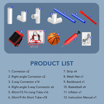 Basketball game set FLIPSTYLEZLLC with PVC connectors blue tubes backboard basketballs 12-item on Tampa Home & Garden Store