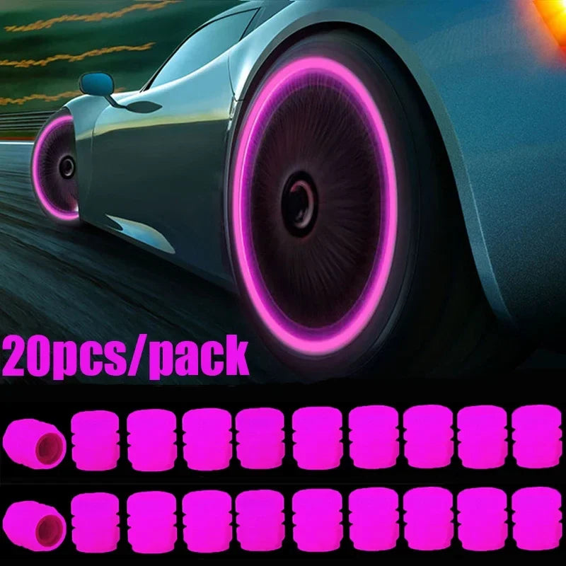 Luminous Valve Stem Caps neon pink glow, 20pcs pack by BikerZoneZ valvecaps on Tampa Home & Garden Store