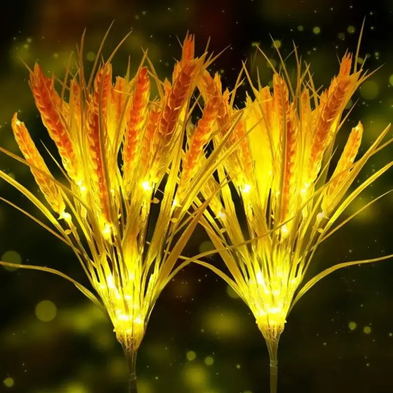 Perfecsy LED Solar Wheat Ears Stake Lights warm yellow glow for garden lawn yard 2-pack on Tampa Home & Garden Store