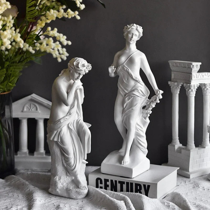 Venus Emerging Goddess resin statues, pair of white classical statues by Perfecsy for decor on Tampa Home & Garden Store