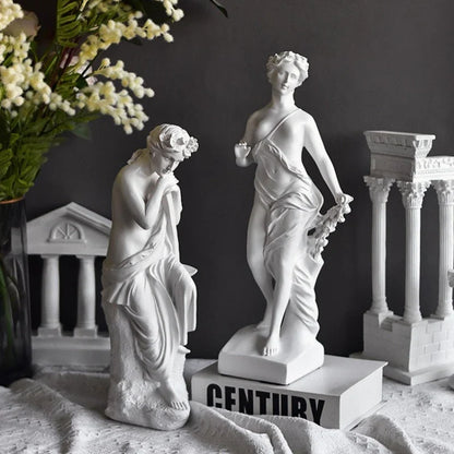 Venus Emerging Goddess resin statues, pair of white classical statues by Perfecsy for decor on Tampa Home & Garden Store