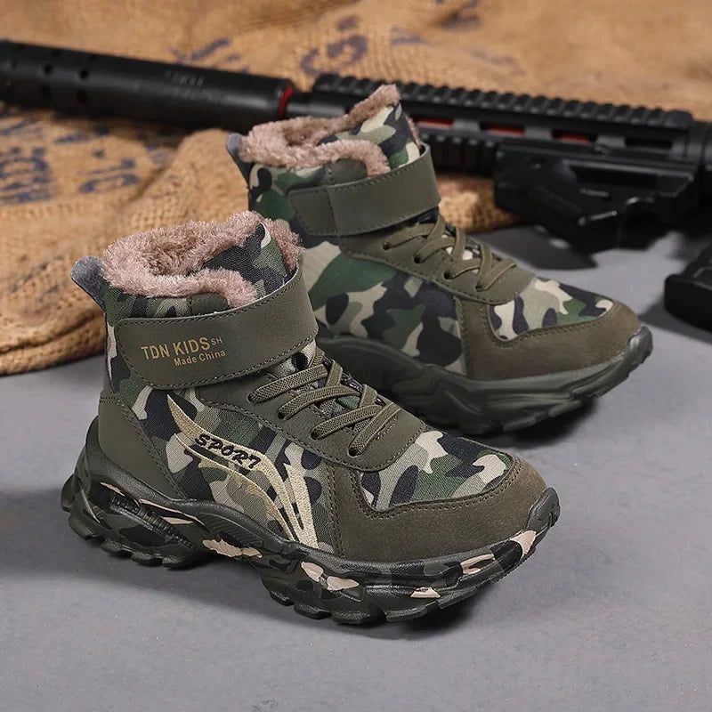 Kids Winter Snow Boots camouflage with plush lining, anti-slip sole by UpTrend Deals on Tampa Home & Garden Store