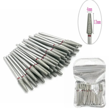 50pc diamond nail drill bits set Silcy Skin; diamond bits with red bases in pouch 4/13mm on Tampa Home & Garden Store
