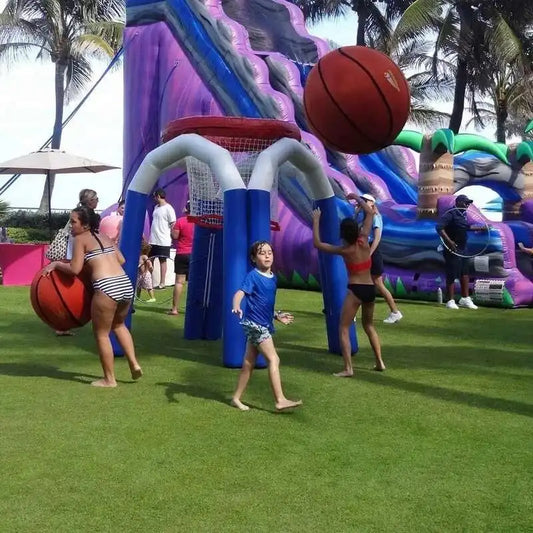 Iatable Giant Hoop Basketball Shooting game with blue frame and red hoop for backyard party on Tampa Home & Garden Store