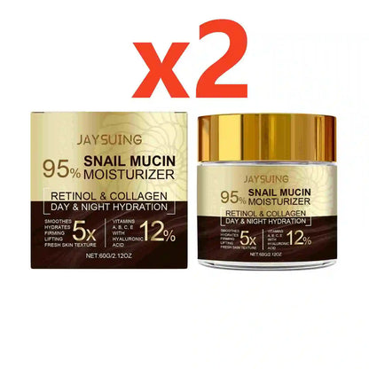 Jaysung Snail Mucin Moisturizer 2-pack with retinol & collagen, day-night hydration, gold lids on Tampa Home & Garden Store