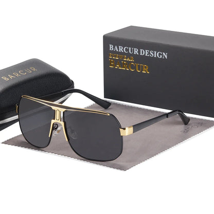 BARCUR polarized sports sunglasses for men with gold metal frame and dark gradient lenses on Tampa Home & Garden Store