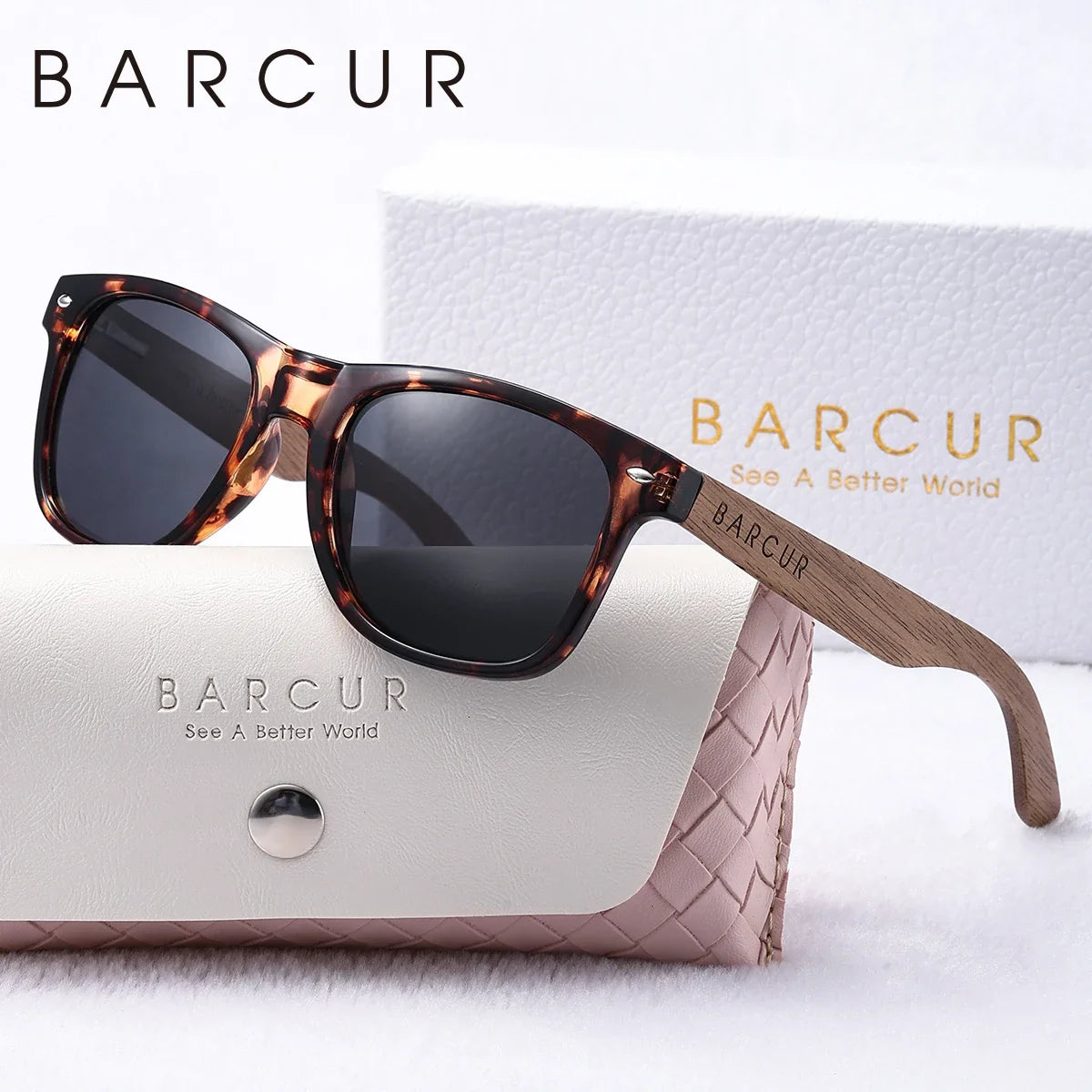 BARCUR wood polarized oval sunglasses with tortoise frame UVA/UVB protection Stevvex on Tampa Home & Garden Store