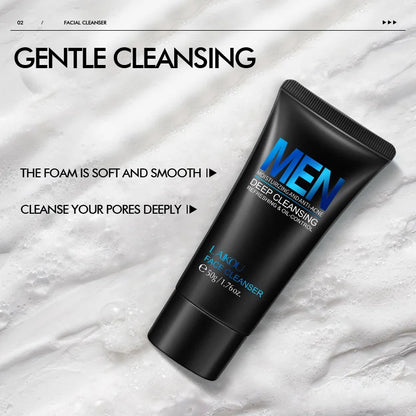 LAIKOU Men Facial Cleanser tube in black with blue MEN logo on marble background on Tampa Home & Garden Store