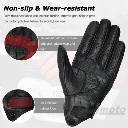 Motorcycle Gloves black perforated leather with red palm patch and 3D logo by BikerZoneZ on Tampa Home & Garden Store